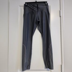 Nike Womens Silver Gray Speed Type 7/8 Matte Running Tights Size Medium